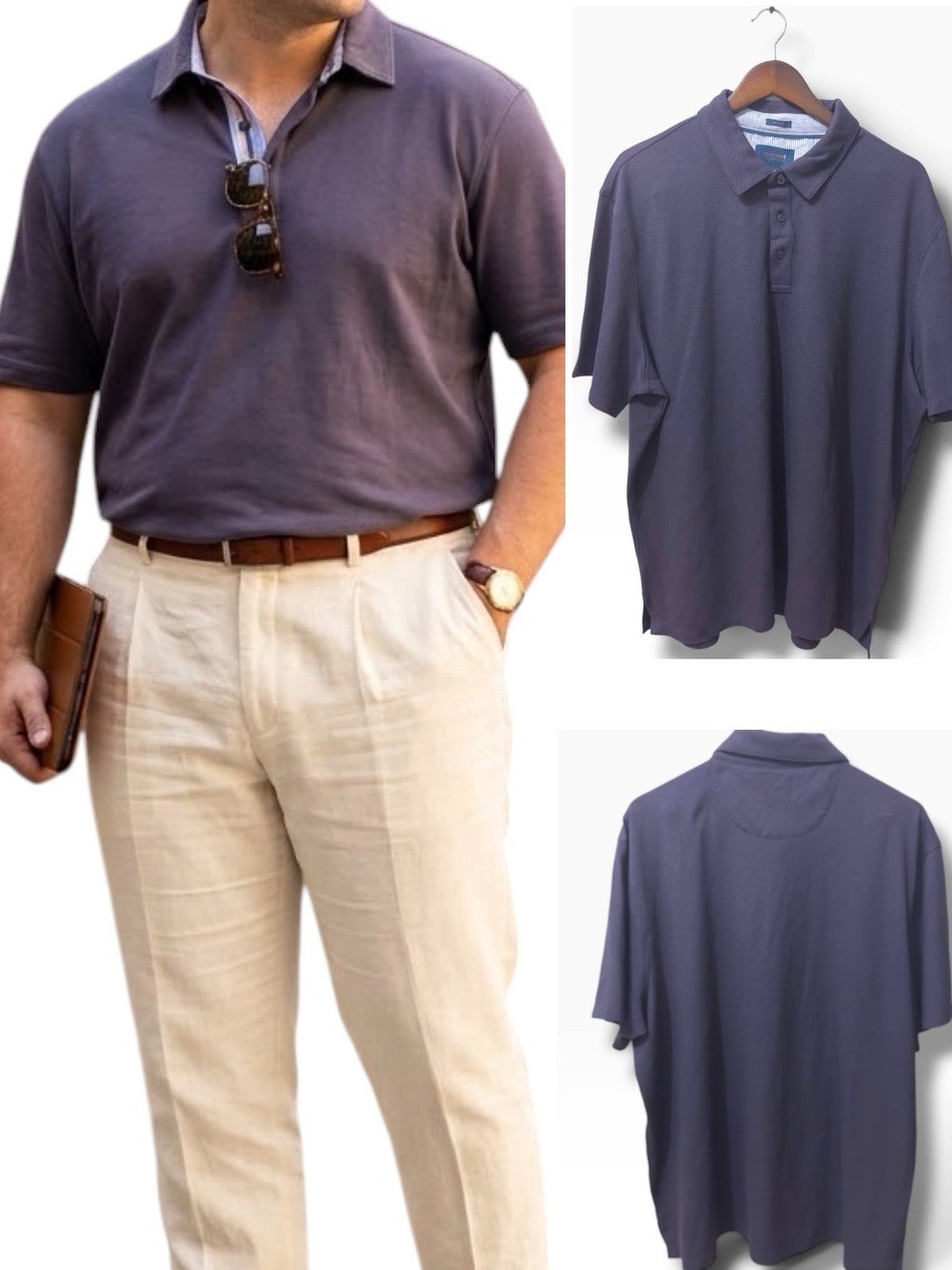 Fairlane | NWT Dark Purple Robert Performance Polo Shirt (Size XXL)